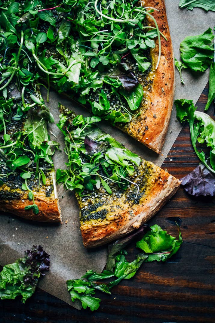 Swap marinara sauce for cashew cheese and pesto. But let's face it, the carbs are the best part, anyway. Get the recipe.