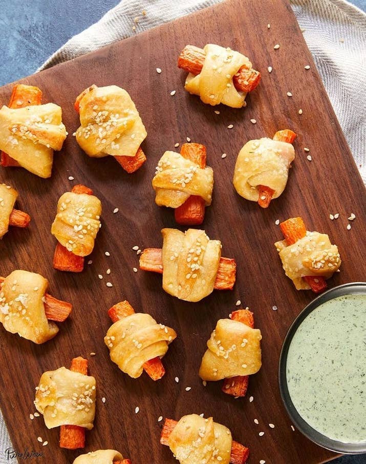 All your guests will be talking about this creative (and insanely simple) party app. Just make sure to buy or make vegan pizza dough. Get the recipe.