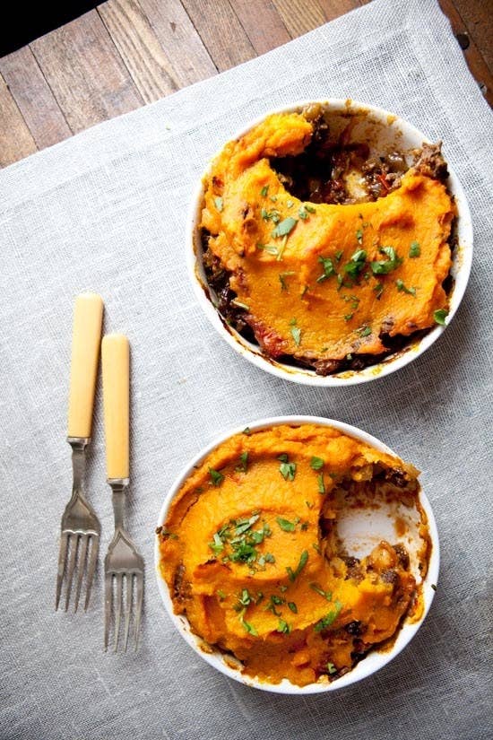 Substitute lamb or beef for chickpeas and mash the sweet potatoes with a non-dairy milk to make this hearty meal vegan-friendly. Get the recipe.
