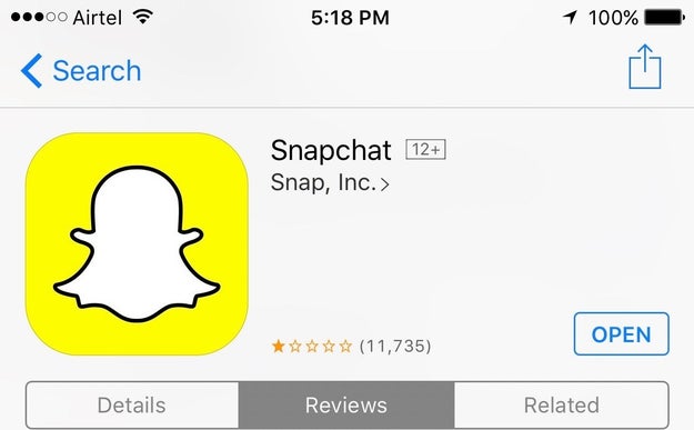 Over the weekend, however, Indians battered the Snapchat app with angry reviews and poor ratings in the Indian App Store.