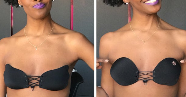 Black Cup Push Up Bra Wireless Sticky Tape Bra Sew Bra Things to Baby Bag  Set Breast Separator Cleavage Enhancer Stick : : Fashion