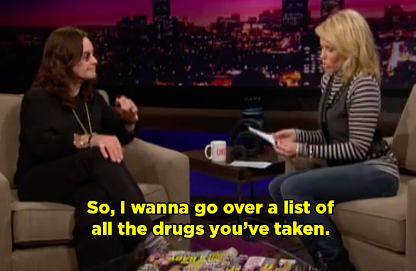 When Chelsea Handler read Ozzy Osbourne a laundry list of all the drugs he's taken and he just sat there: