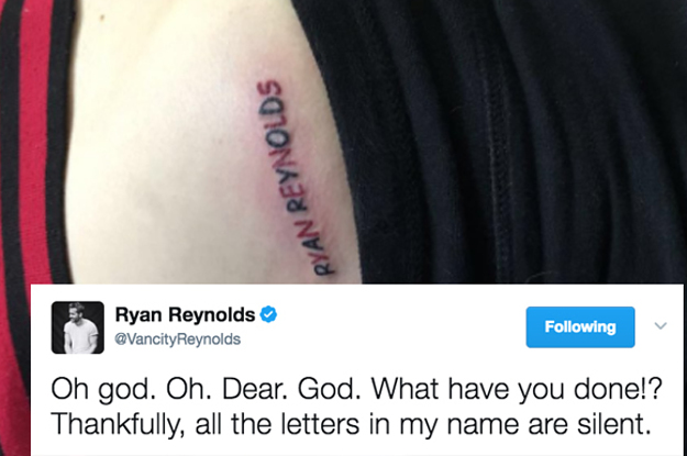 Ryan Reynolds fan gets No Ragrets tattoo of actors face  Vancouver Is  Awesome