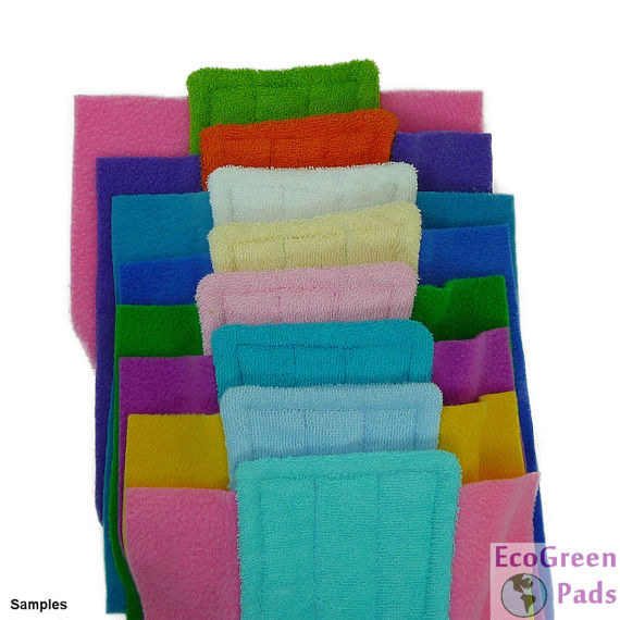 Double sided terry cloth mop pads are reusable, machine washable, and easy to use.