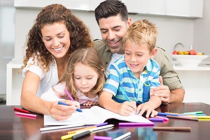 This image demonstrates authoritative parenting. You can tell that this family is high in warmth and high in control. The parents are helping the children in doing an activity that they seem to be enjoing.
