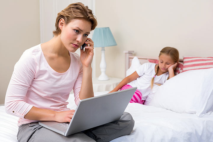 This photo demonstrates the uninvolved parenting style. Uninvolved parents are both low in warmth and low in control. As you can see in this photo, the mother is on her computer and on her phone, not paying attention to the child. The child is sitting next to her but seems upset due to the fact that her mother is not giving her any attention.