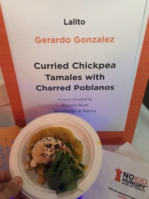 Curried chickpea tamales with charred poblanos from Chef Gerardo Gonzalez of Lalito