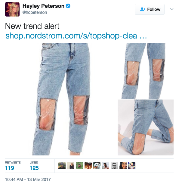 topshop transparent jeans