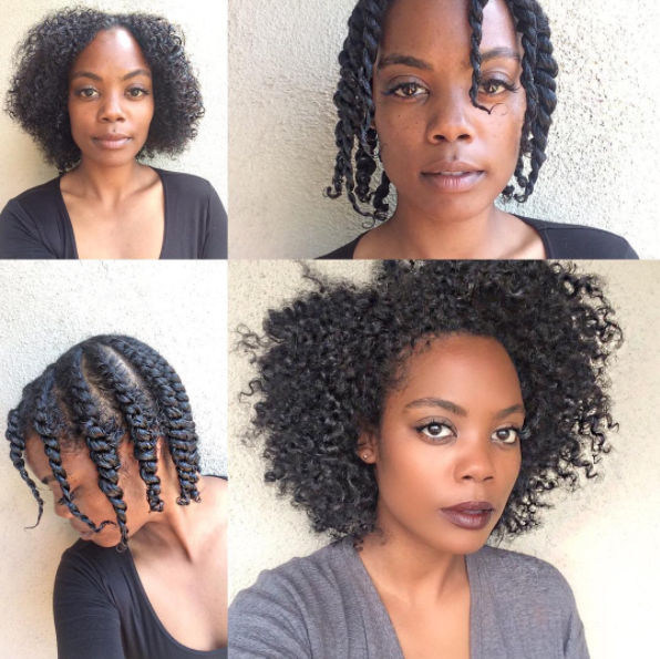 A twist-out is a hairstyle that's created exactly like it sounds: By untwisting one's previously twisted hair to create a head full of defined luscious curls.
