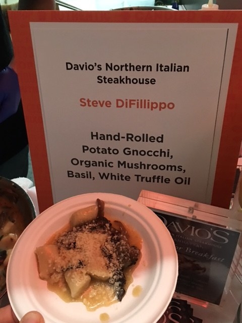 Chewy and moist hand-rolled potato gnocchi with organic mushrooms, basil, and white truffle oil with parmesean from Chef Steve DiFillippo of Davio's Northern Italian Steakhouse
