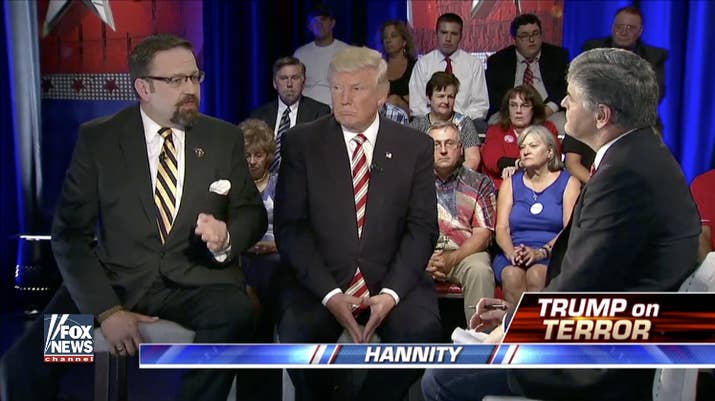 Gorka and Trump appear on Hannity, Aug. 18, 2016.