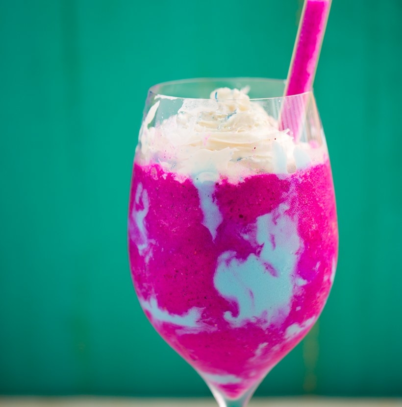 Starbucks limited time Unicorn Frappuccino® Blended Crème seems to be everywhere today. And while I would love to indulge and try this color and flavor-changing marvel out at Starbucks, it seems that it is not vegan as it comes. Get the recipe here.