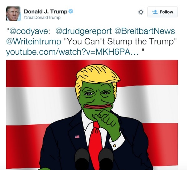 OMG! WHO DID THIS!! Our president ain't is a freaking normie he only use the dankest memes unlike "Hitlery Clinton" who is the most known Memekilla.