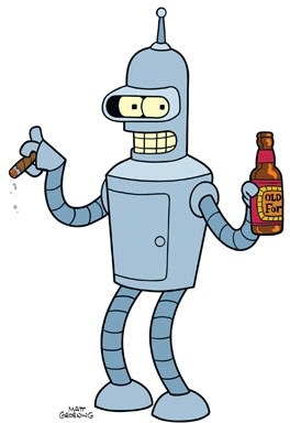 Bender is in the show FuturamaThe show began in March 28, 1999 and then got cut from TV. Picked back up in August 10, 2003