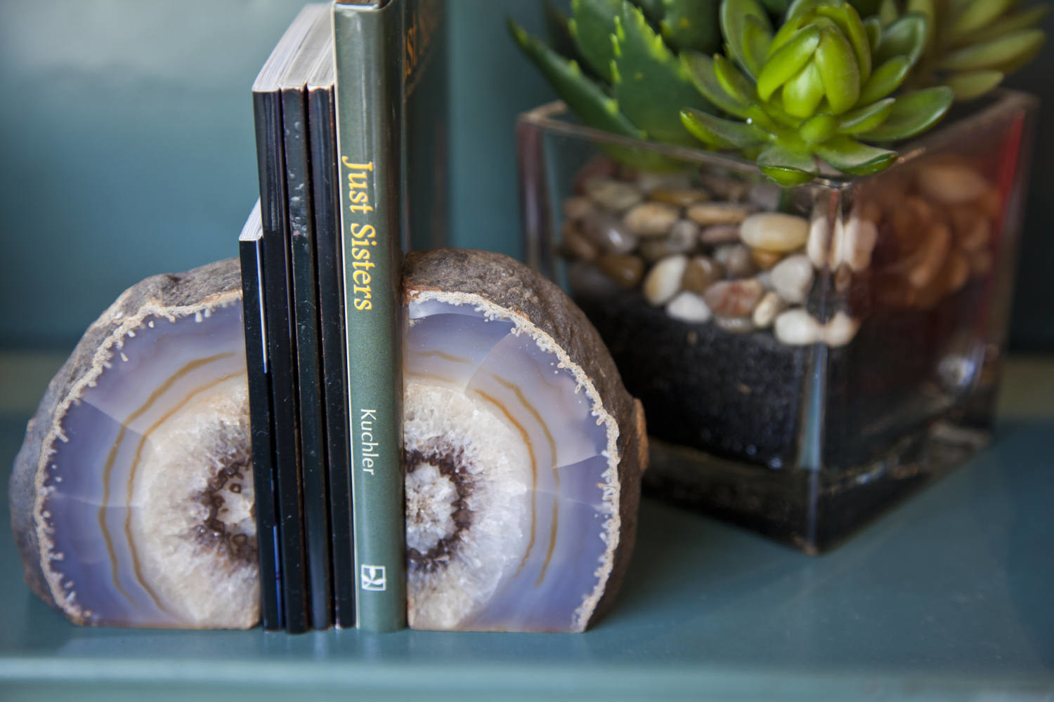Keep your favorite books safe between these agate crystal bookends.