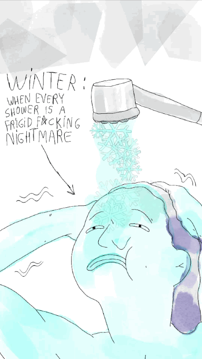 There's the horrible dash between your bed and the shower, and the fact that the water is colder, and the awful cold air clinging to your lower body, argh.