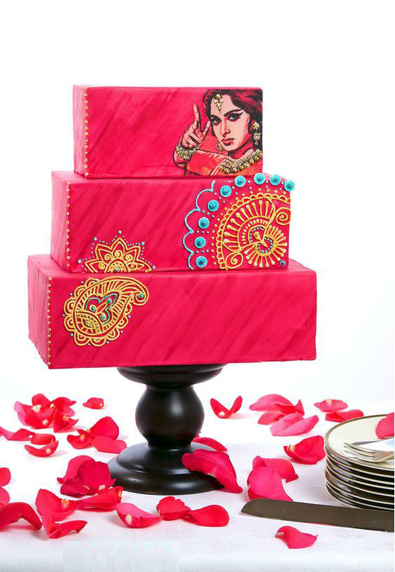 Simple, elegant, exotic and perfectly describing the essence of Bollywood. This cake could be in a single tier or multiple tier according to the size of the party. Besides, this cake could go well enough for any Bollywood theme party.