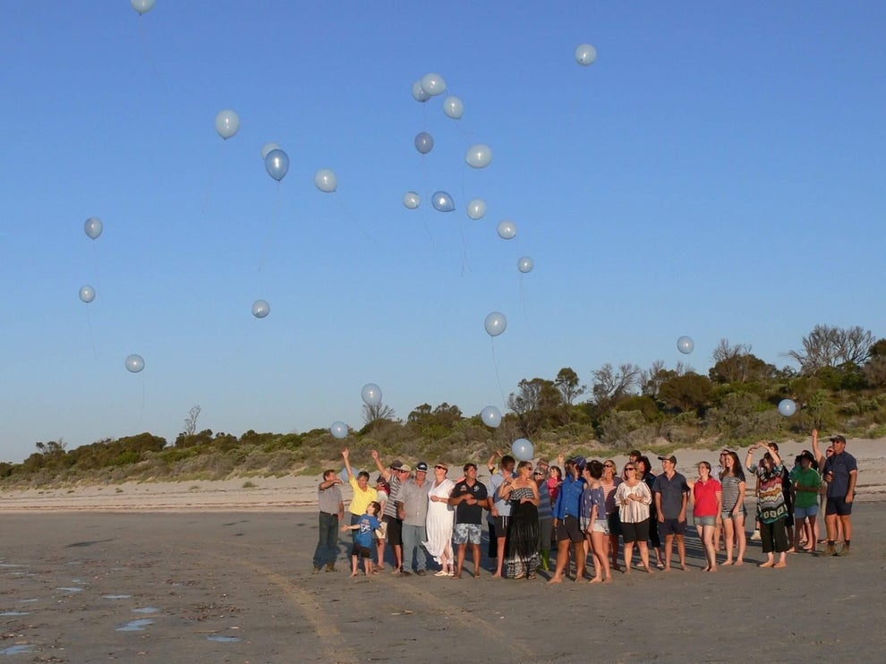 South Australian woman Abbey Webb released blue balloons into the sky with her loved ones on March 9, the due date for her son Chase.