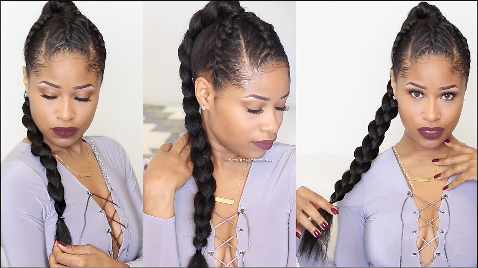 Side Part Braided Updo Protective Style Video
