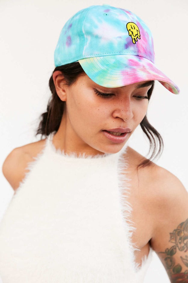 A tie-dye baseball hat that brings you straight back to the '70s.