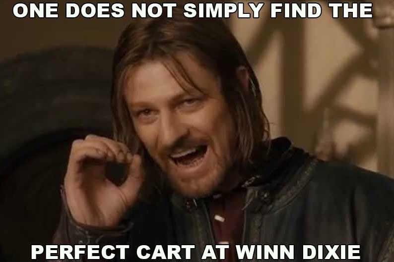 One does not simply find the perfect cart at winn dixie. That's why I shop at #Publix..... #FloridaMemes