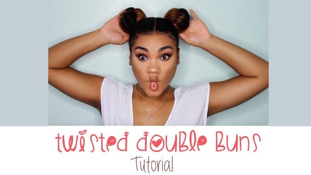 These twisted double buns for a cute and casual updo.