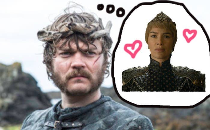 When Euron was introduced to us, he revealed his plan to get with Daenerys and claim the Iron Throne. But Yara and Theon got to Dany first, automatically making Dany and Euron enemies. Dany and Cersei are also enemies, so naturally, Euron's next move could be to ally with the woman already on the throne — and in Game of Thrones, alliances are often solidified by marriage.