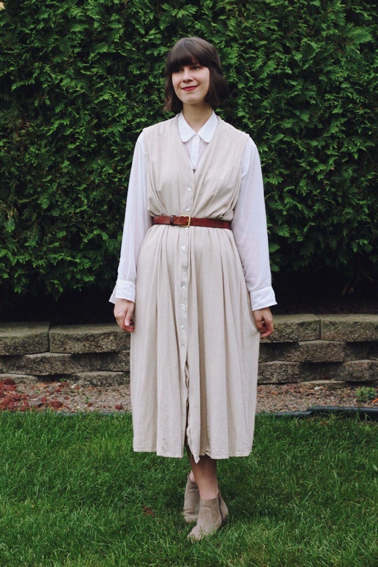 A girl can get a little impatient when the sun is refusing to cooperate but new dresses are popping up all over display windows. To have the best of both worlds (meaning, wearing said dress without catching pneumonia an hour later) layer a long sleeve, collared blouse underneath to add some warmth. Not only does the blouse offer a chance to add color and/or pattern to the look, but a white sheer one can also add a touch of unexpected texture.