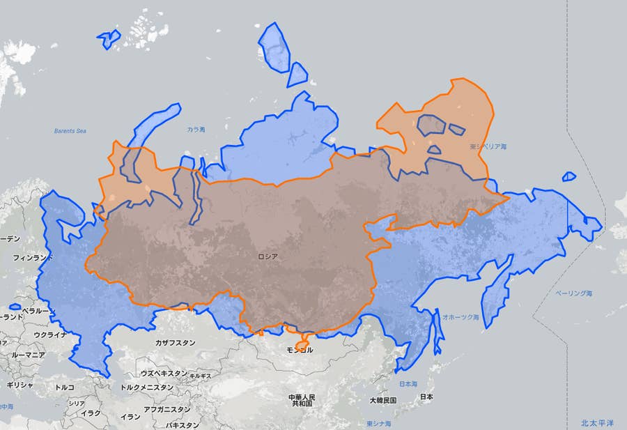 今までずっと騙されてた 地図ではわからない 本当の国の大きさ