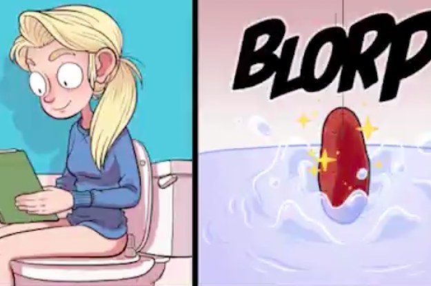 girl farts the toilet
