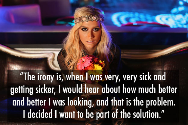 Kesha has been vocal about suffering from anxiety and depression as a result of an eating disorder.