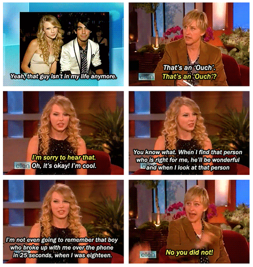When Taylor Swift called out Joe Jonas on Ellen for breaking up with her over the phone: