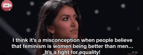 ...and when first runner-up Miss New Jersey, Chhavi Verg, schooled America on feminism.