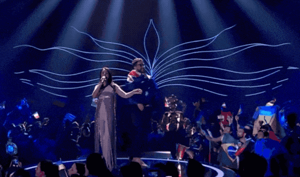 Midway through 2016 Eurovision champion Jamala’s performance at the weekend, prankster Vitalii Seduik, wrapped in an Australian flag, jumped onto the stage and pulled down his pants.