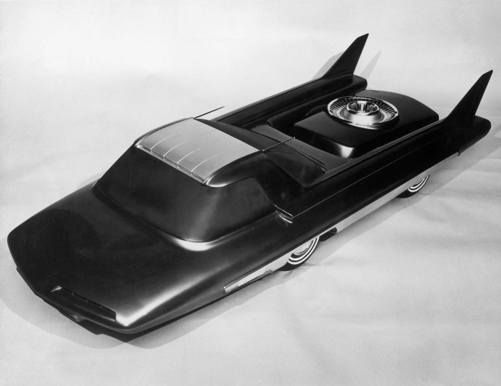 A model of the Nucleon, an atomic car conceived by Ford but never built, is displayed in 1958.