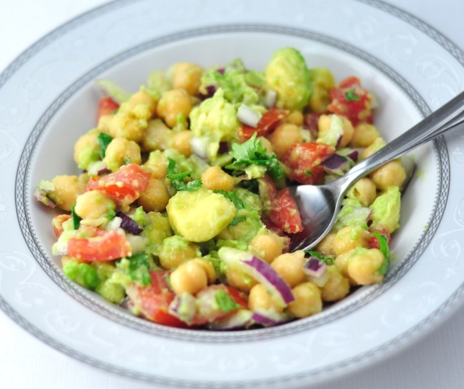 Chickpea avocado salad is an easy, healthy and filling low-carb salad in just 5 mins with canned chickpeas.