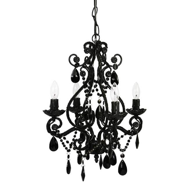 black vintage-looking chandelier