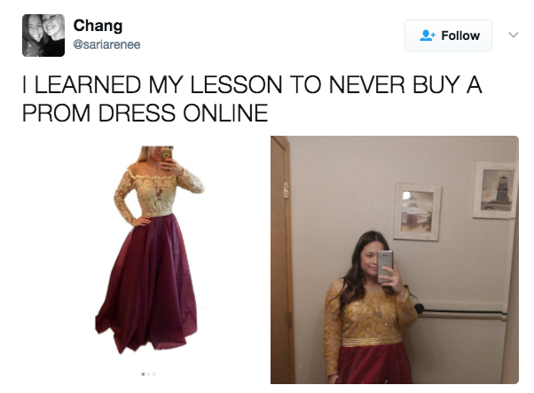 Tons of girls have shared pics of the stark difference between the dresses they thought they were buying and the ones that actually arrived.