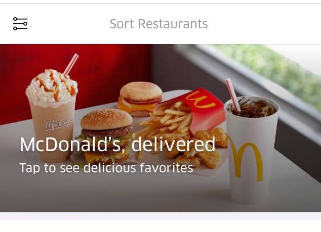 Uber Can Deliver You McDonald’s Now