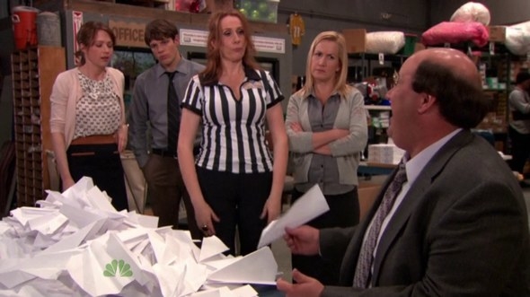 The office competes in a paper airplane contest to win some money, meanwhile Dwight starts to feel bad for Angela as she is down on her luck so he tries to help her win.