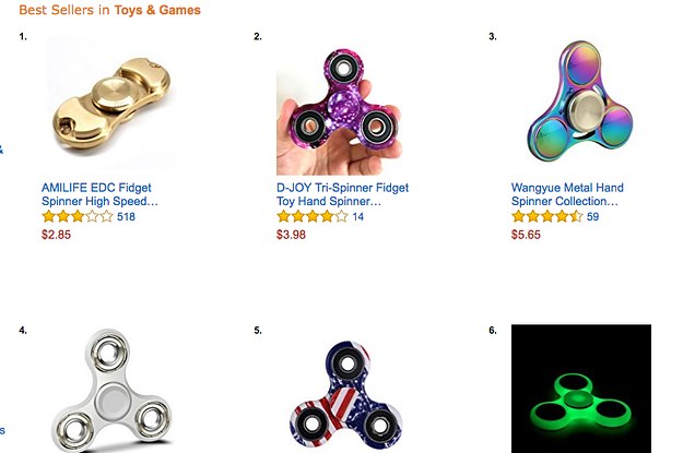 s 20 Best-Selling Toys Include 15 Fidget Spinners And 4 Fidget Cubes