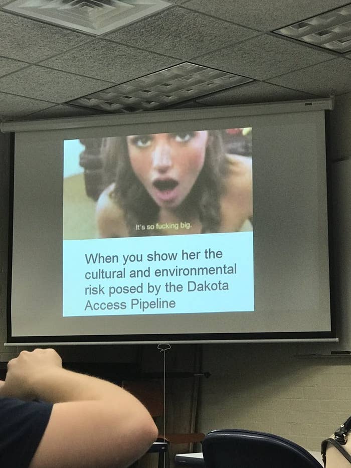 This Guy Used A Porn Meme For A College Presentation On DAPL And No One  Knows How To Feel