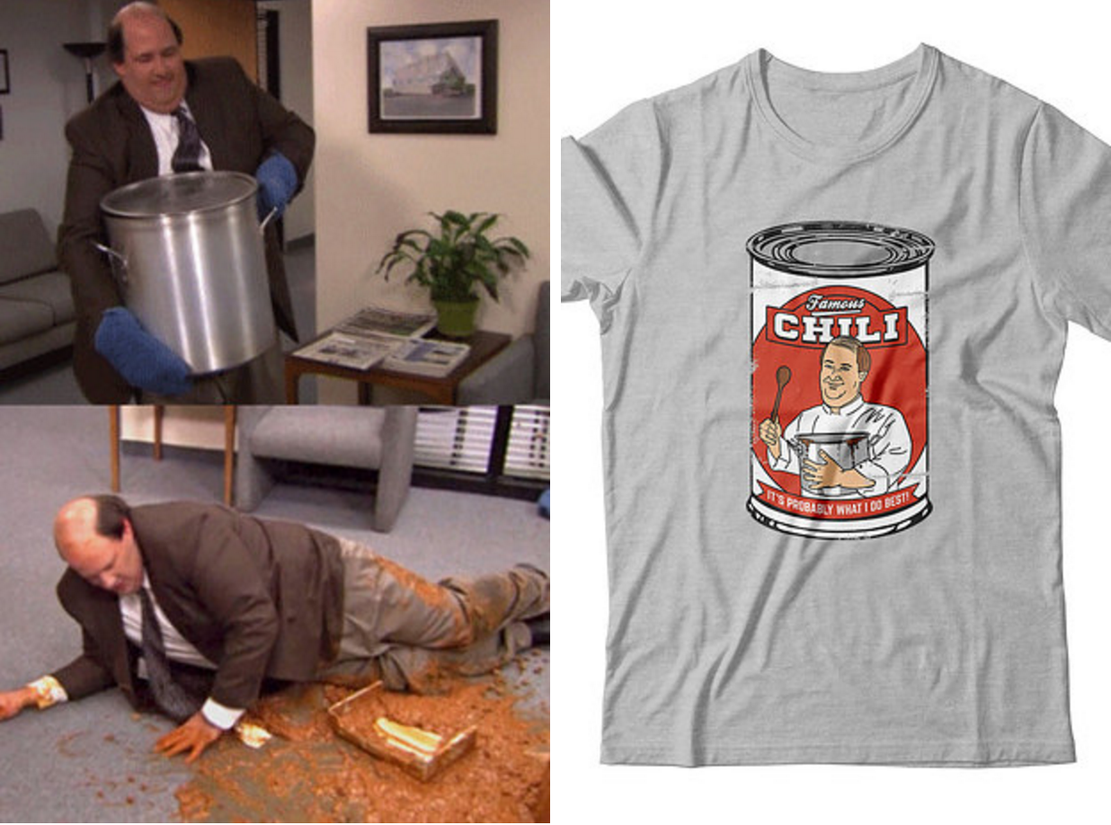 Kevin From. the office kevin chili shirt. 
