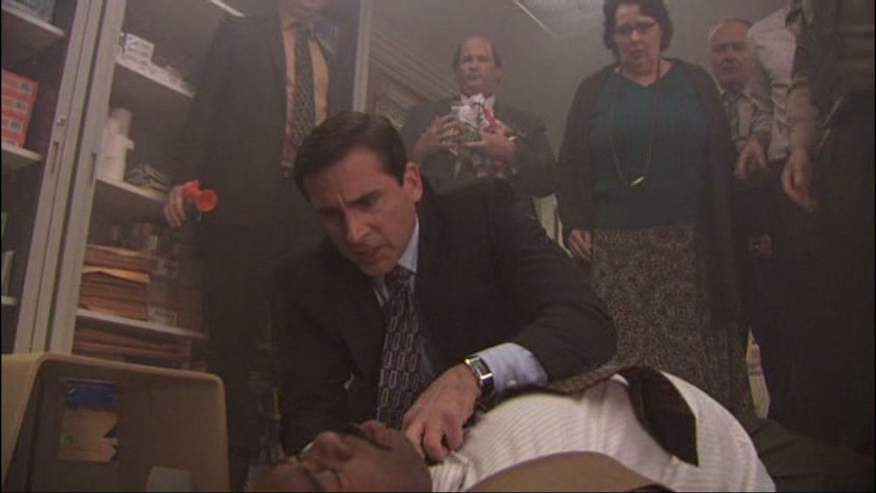 Dwight decides to plan a fire safety test that goes terrible and leads to Stanley having a heart attack in the middle of it. After getting in trouble Michael tries to lead a stress relief seminar and eventually leads to him having a roast of himself that all of the office is invited to.