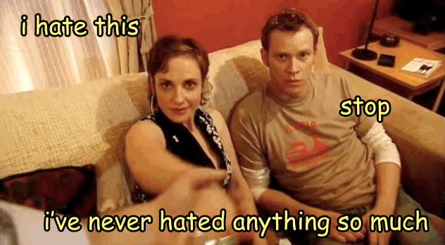 Remee: I mean, I know nothing about British porn. ABSOLUTELY NOTHING.AND IF I DID KNOW SOMETHING (and I'm NOT saying I do), IF I DID, then yeah it probably is like this tbh. Just three very average-looking people awkwardly touching each other up with their clothes still on.Also, if you're frightened already just you WAIT until the end of this episode, this is JUST the warm-up.