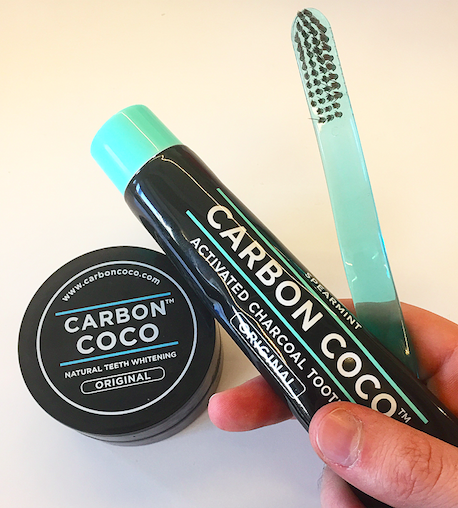 First up was Carbon Coco's Ultimate Carbon Kit, a charcoal toothpaste teeth whitening kit.