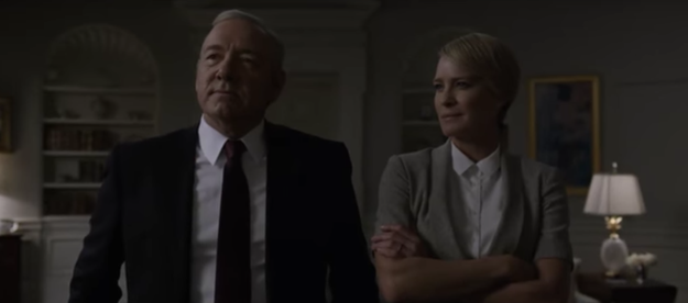 All of which brings us to the preview's end where Frank stands with Vice Presidential nominee, Claire, in the Oval Office as he delivers the most bone-chilling final lines of any trailer in the history of television, "One nation, Underwood."