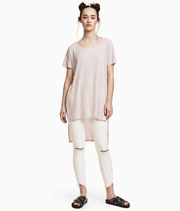 A pastel pink, high-low T-shirt that's so dystopian chic.