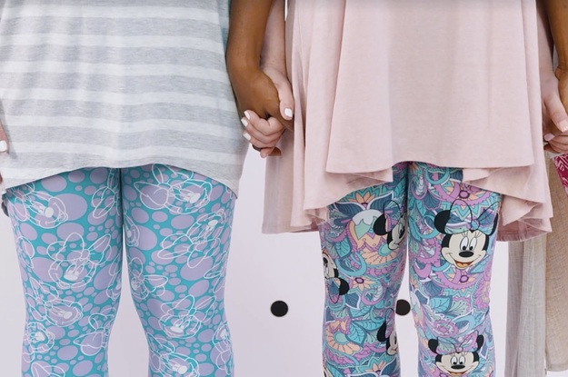 Pre-owned LuLaRoe Girls Blue  Pink Mickey Leggings size: Junior 2