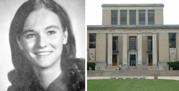 En noviembre de 1969, la estudiante de 22 años estaba en la Biblioteca Patte de Penn State cuando la apuñalaron en el pecho. Había tan poca sangre que nadie se había dado cuenta de que había sido apuñalada, hasta que fue al hospital. 47 años más tarde, la policía sigue recogiendo activamente información sobre el caso. —marie23s y leahb4